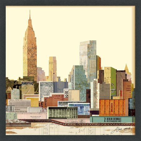 SOLID STORAGE SUPPLIES New York City Skyline Dimensional Art Collage Hand Signed by Alex Zeng Framed Graphic Wall Art SO996037